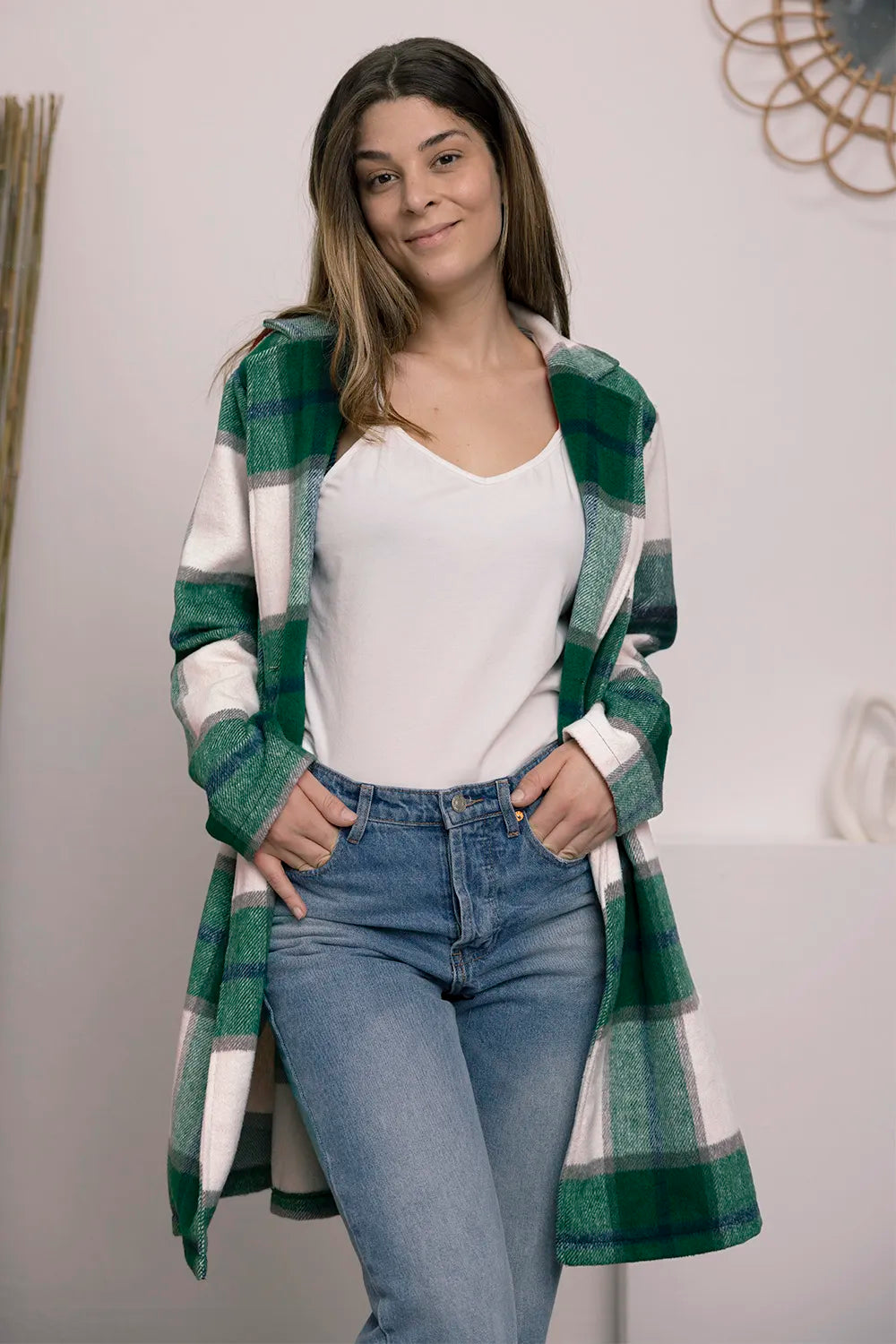 Plaid Button-Up Lapel Collar Coat – Classic, Warm & Stylish
