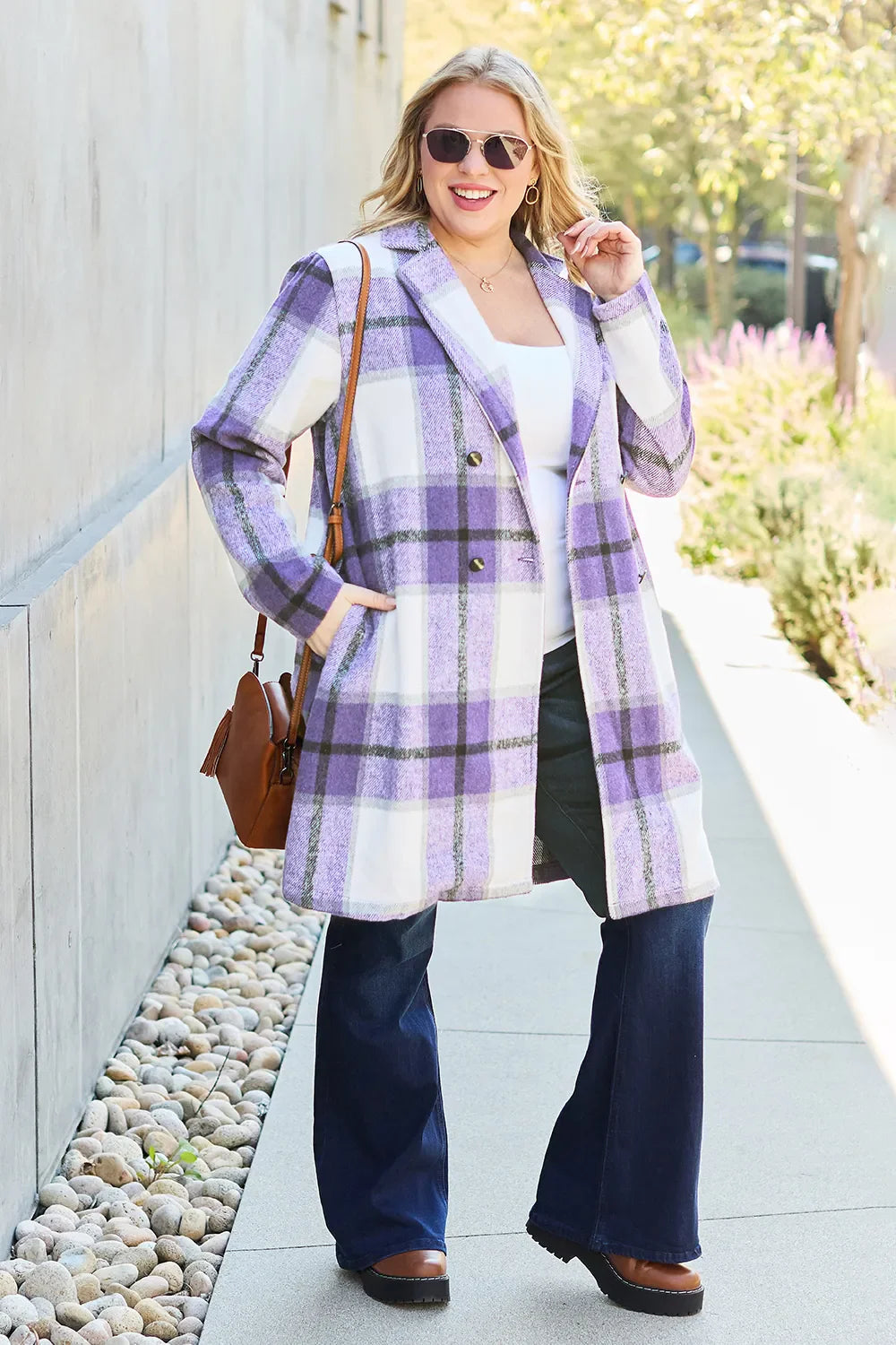 Plaid Button-Up Lapel Collar Coat – Classic, Warm & Stylish