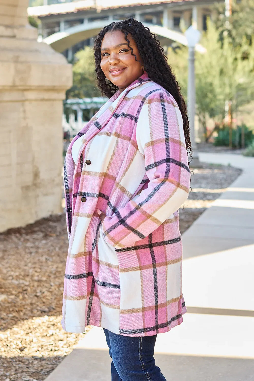 Plaid Button-Up Lapel Collar Coat – Classic, Warm & Stylish