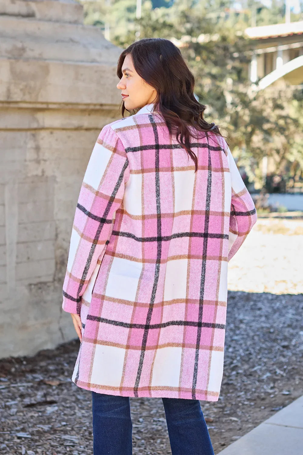 Plaid Button-Up Lapel Collar Coat – Classic, Warm & Stylish
