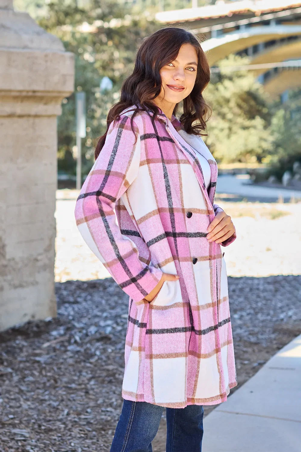 Plaid Button-Up Lapel Collar Coat – Classic, Warm & Stylish