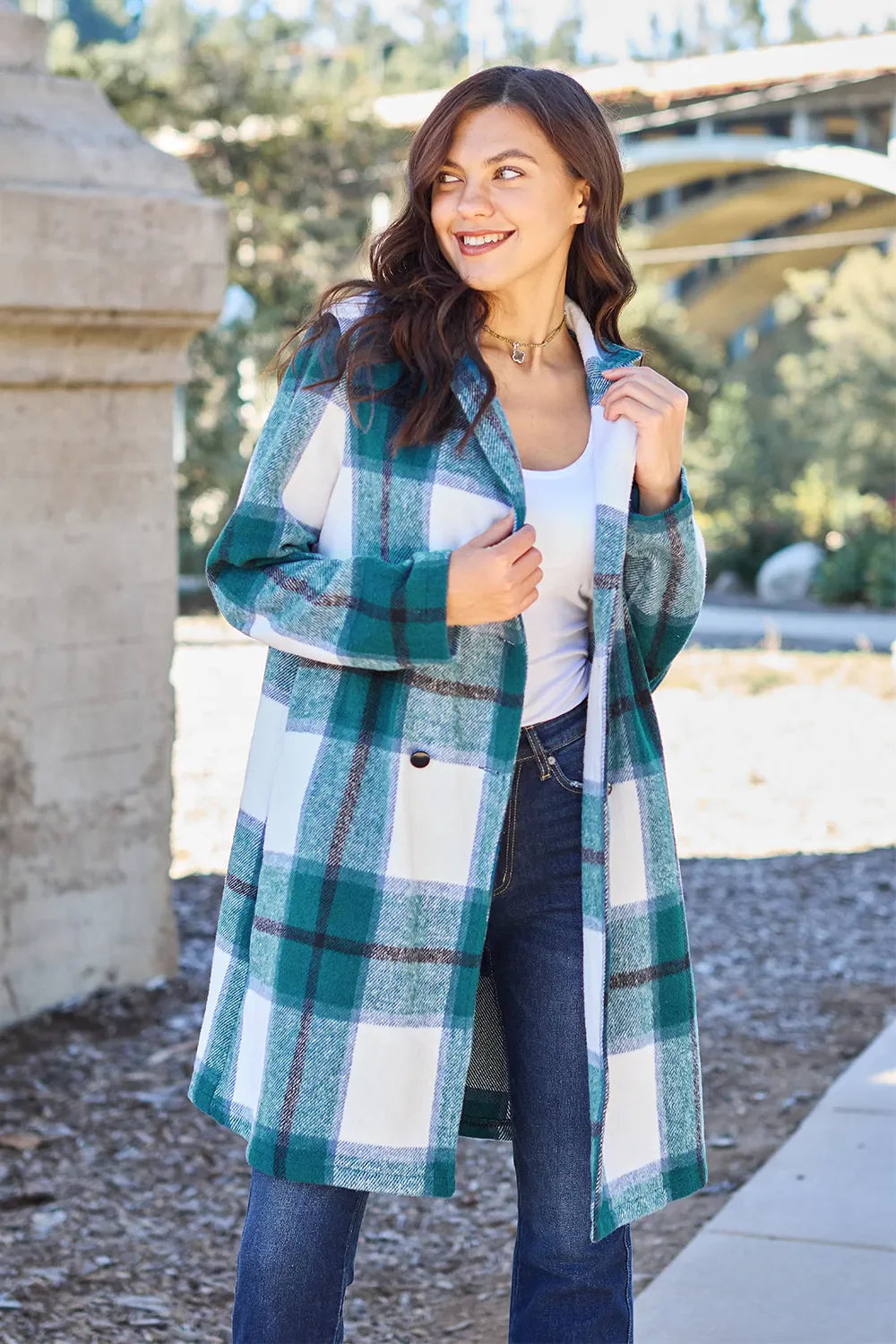 Plaid Button-Up Lapel Collar Coat – Classic, Warm & Stylish