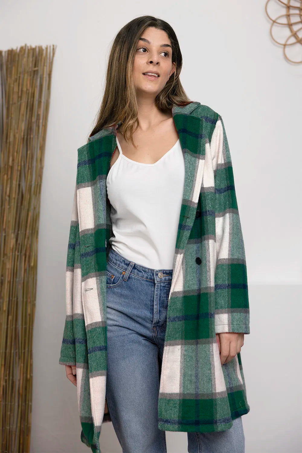 Plaid Button-Up Lapel Collar Coat – Classic, Warm & Stylish