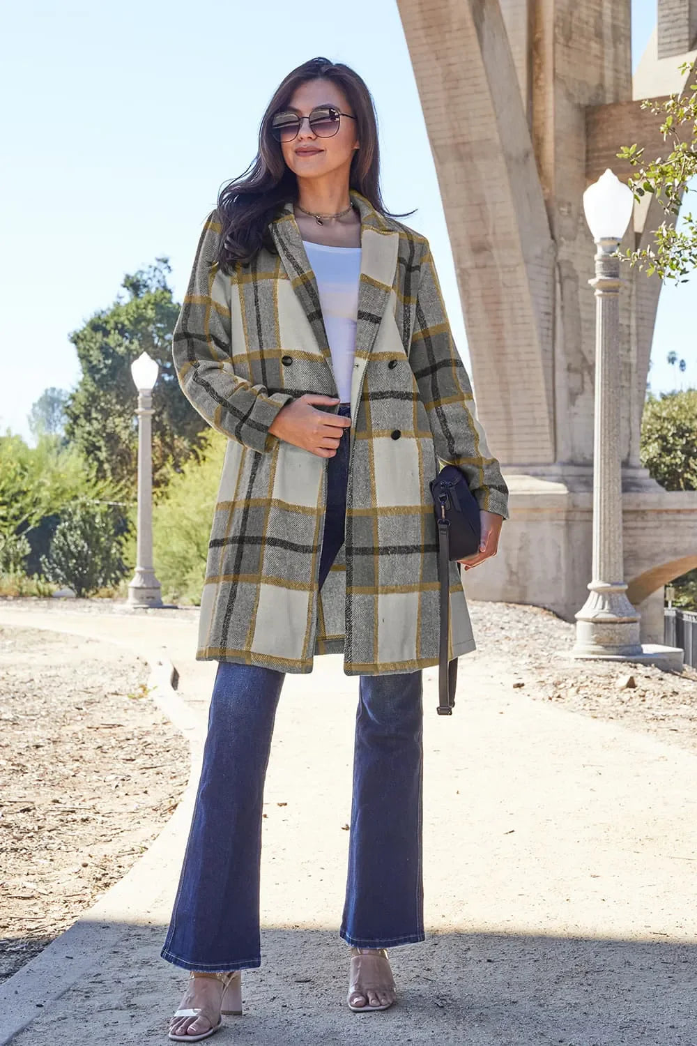 Plaid Button-Up Lapel Collar Coat – Classic, Warm & Stylish