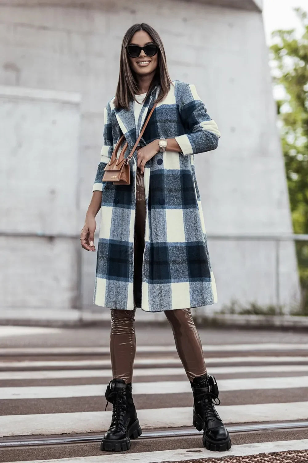 Plaid Button-Up Lapel Collar Coat – Classic, Warm & Stylish