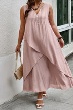 Plus-Size Sleeveless Wrap Dress — Flattering, Breathable & Elegant