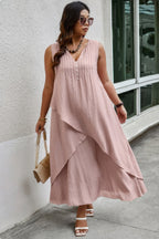 Plus-Size Sleeveless Wrap Dress — Flattering, Breathable & Elegant