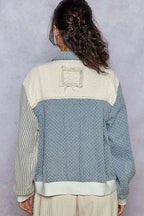 POL Button Up Jacket with Lace Details – Chest Pocket Boho Outerwear for Women