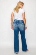 Raw Hem Distressed High Rise Bootcut Jeans – Edgy, Flattering & Comfy