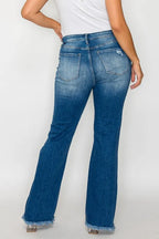 Raw Hem Distressed High Rise Bootcut Jeans – Edgy, Flattering & Comfy