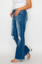 Raw Hem Distressed High Rise Bootcut Jeans – Edgy, Flattering & Comfy