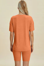 Ribbed V-Neck Top & Shorts Set – Comfy, Chic & Effortless Style