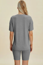 Ribbed V-Neck Top & Shorts Set – Comfy, Chic & Effortless Style