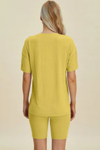 Ribbed V-Neck Top & Shorts Set – Comfy, Chic & Effortless Style