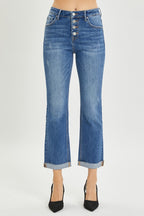 Risen Button Fly Cropped Bootcut Jeans