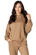 RISEN Drawstring Drop Shoulder Long Sleeve Hoodie