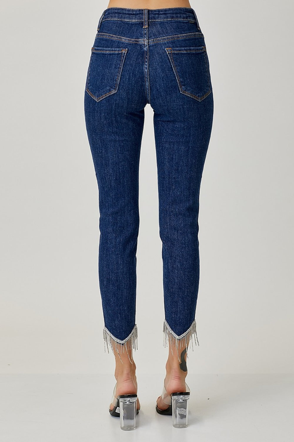 Risen Embellished Mid Rise Crop Skinny Jeans
