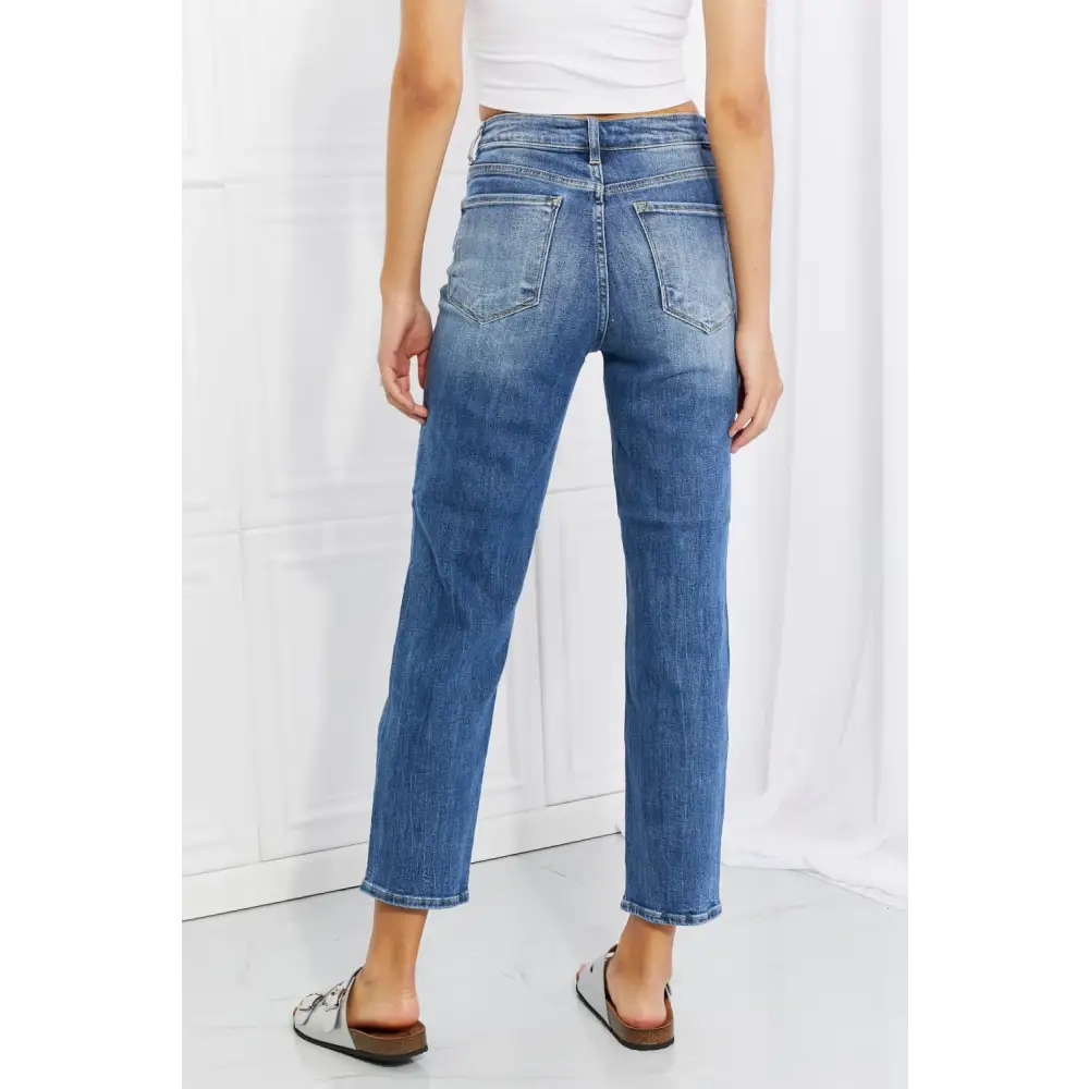 Risen Emily High Rise Cropped Jeans – Relaxed Fit & Distressed Style