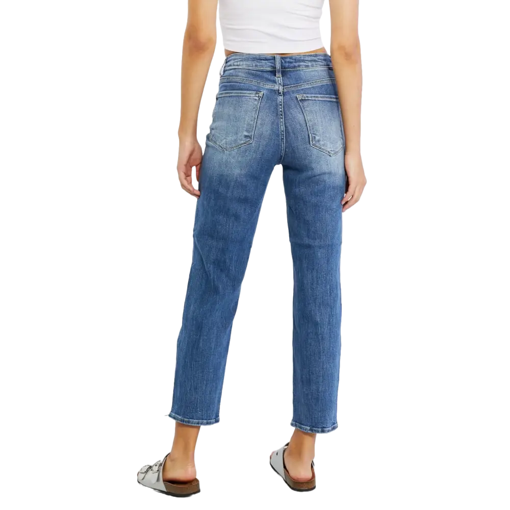 Risen Emily High Rise Cropped Jeans – Relaxed Fit & Distressed Style