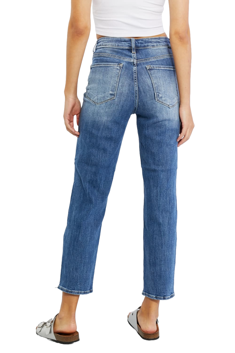 Risen Emily High Rise Relaxed Distressed Cropped Jeans