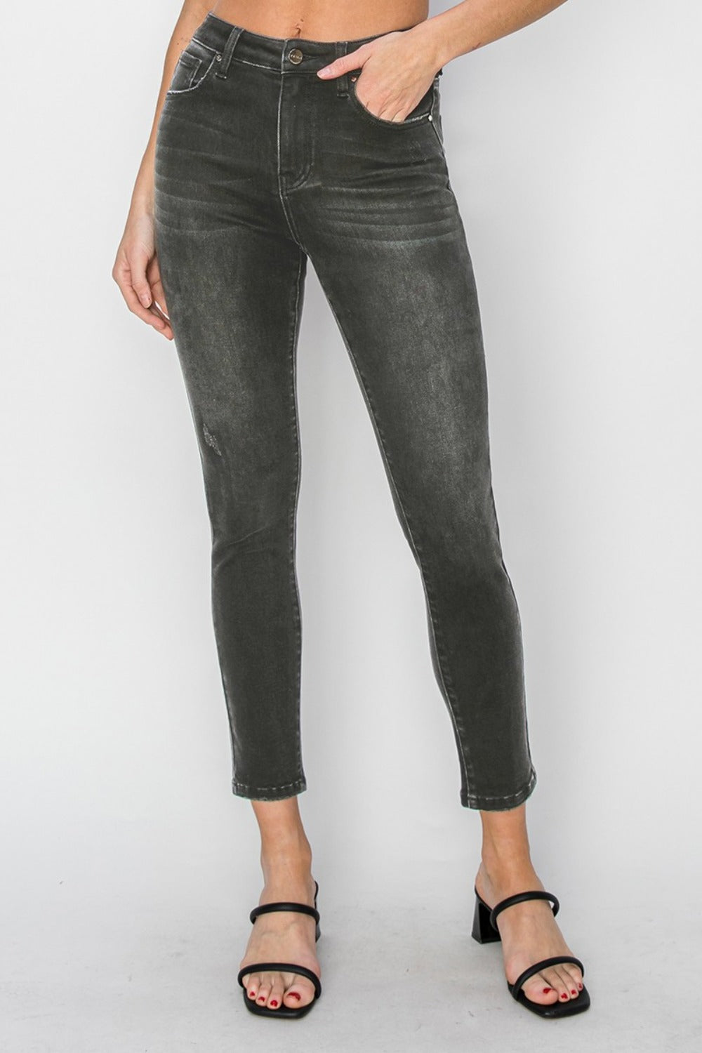 Risen High Rise Ankle Skinny Jeans