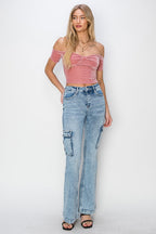 Risen High Rise Cargo Flare Jeans
