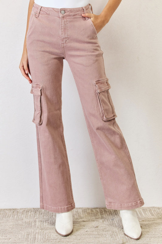 Risen High Rise Cargo Wide Leg Jeans