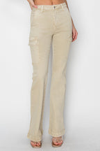 Risen High Rise Side Slit Cargo Bootcut Jeans