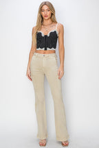 Risen High Rise Side Slit Cargo Bootcut Jeans