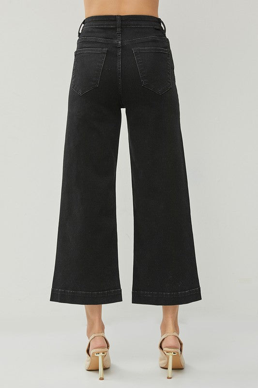 Risen High Rise Wide Leg Ankle Jeans