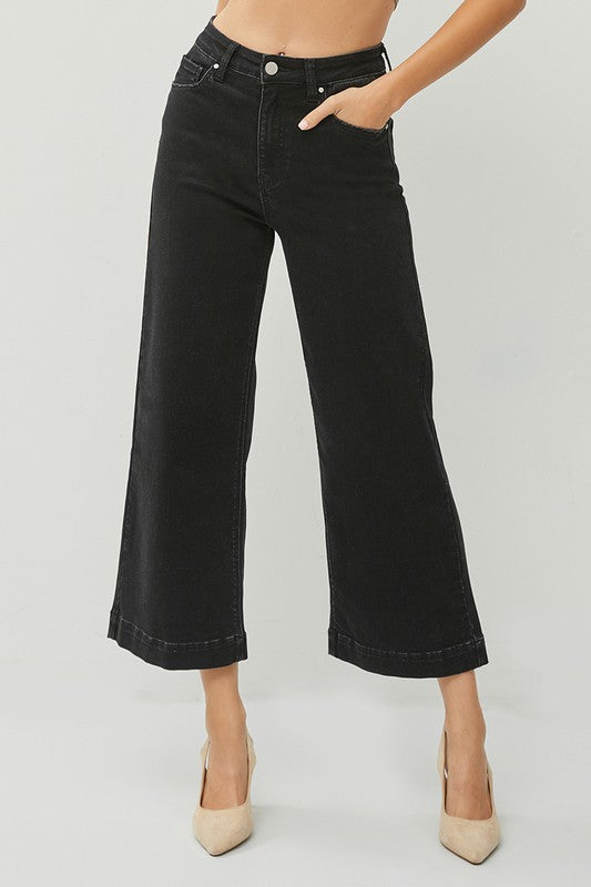 Risen High Rise Wide Leg Ankle Jeans