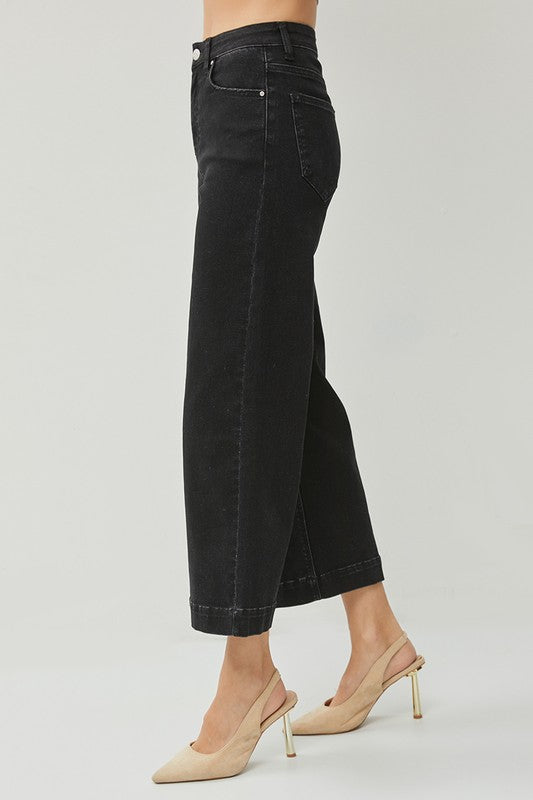 Risen High Rise Wide Leg Ankle Jeans