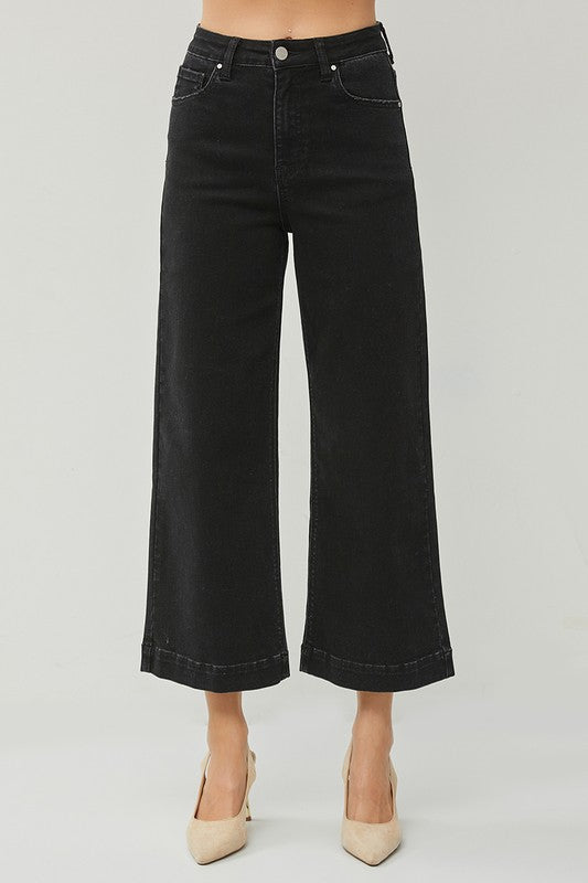 Risen High Rise Wide Leg Ankle Jeans
