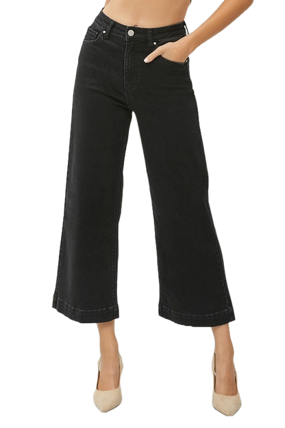 Risen High Rise Wide Leg Ankle Jeans