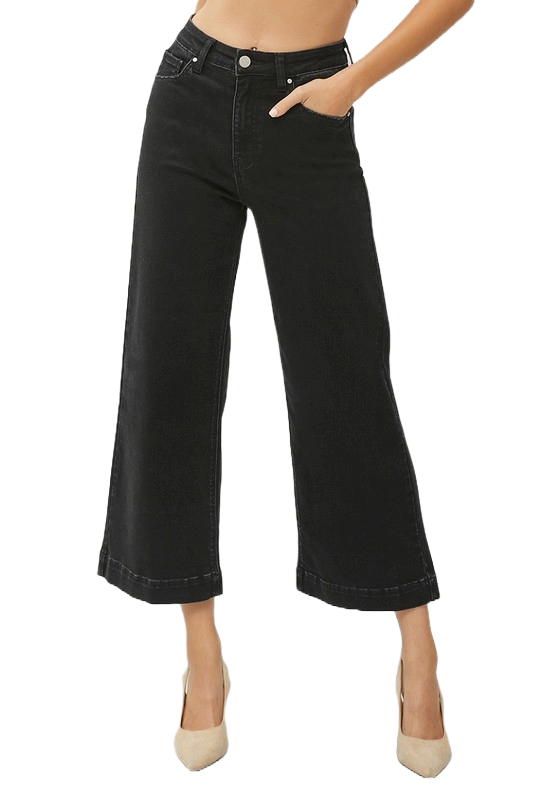 Risen High Rise Wide Leg Ankle Jeans