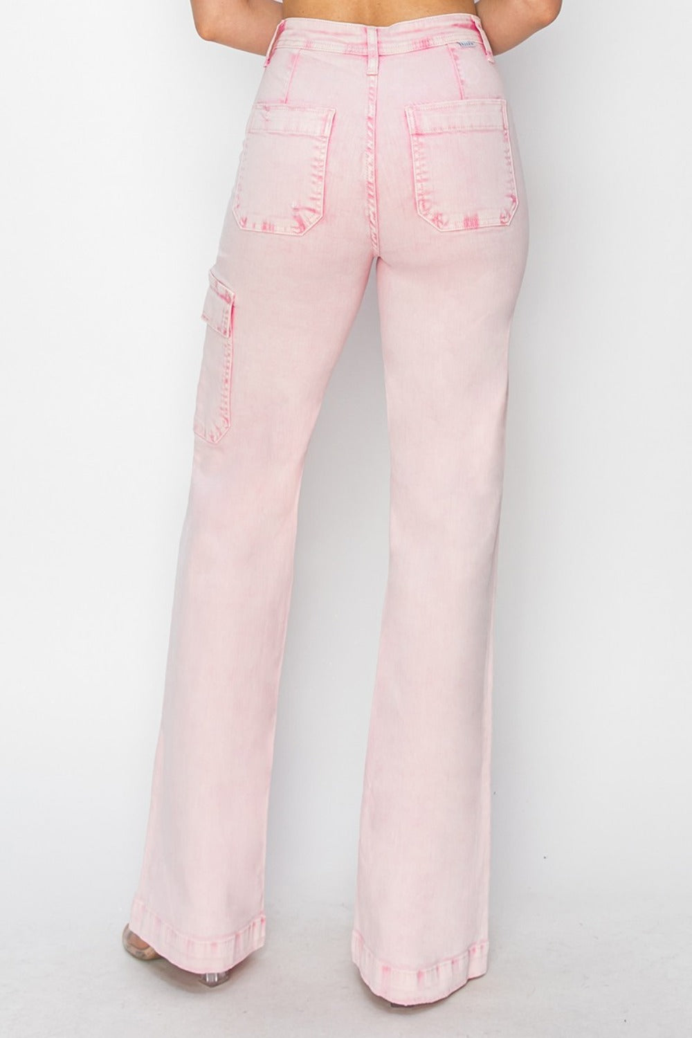 Risen High Rise Wide Leg Cargo Pocket Jeans