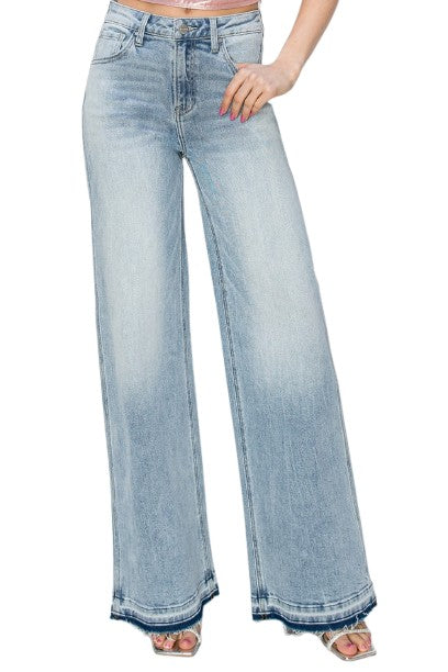 Risen High Rise Wide Leg Jeans