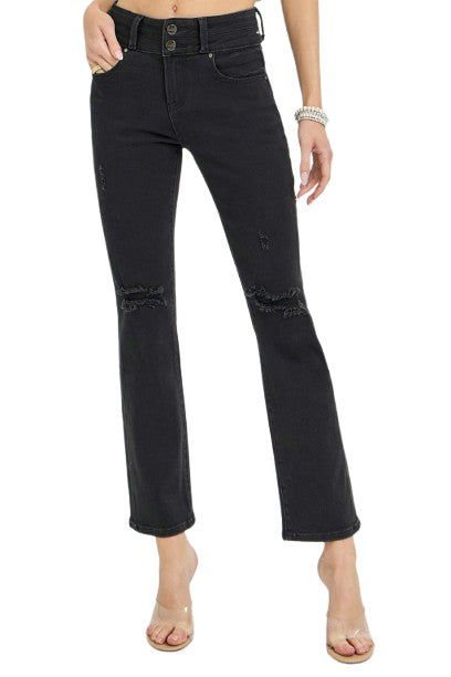 Risen High Rise Wide Waistband Ankle Bootcut Jeans