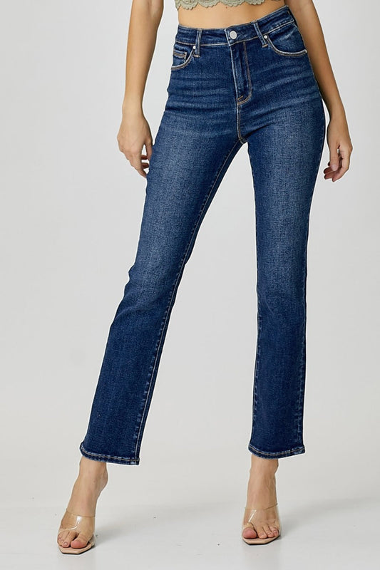 Risen High Waist Straight Jeans