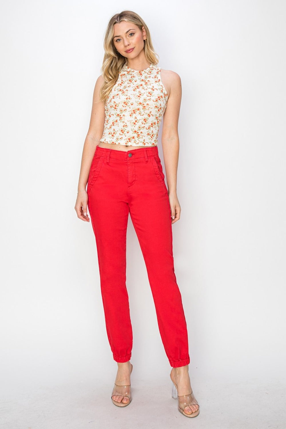 Risen High Waisted Jogger Jeans