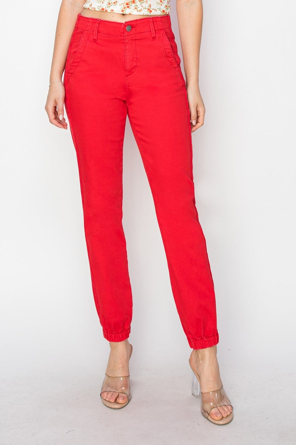 Risen High Waisted Jogger Jeans