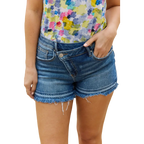 Maya Mid Rise Asymmetrical Shorts