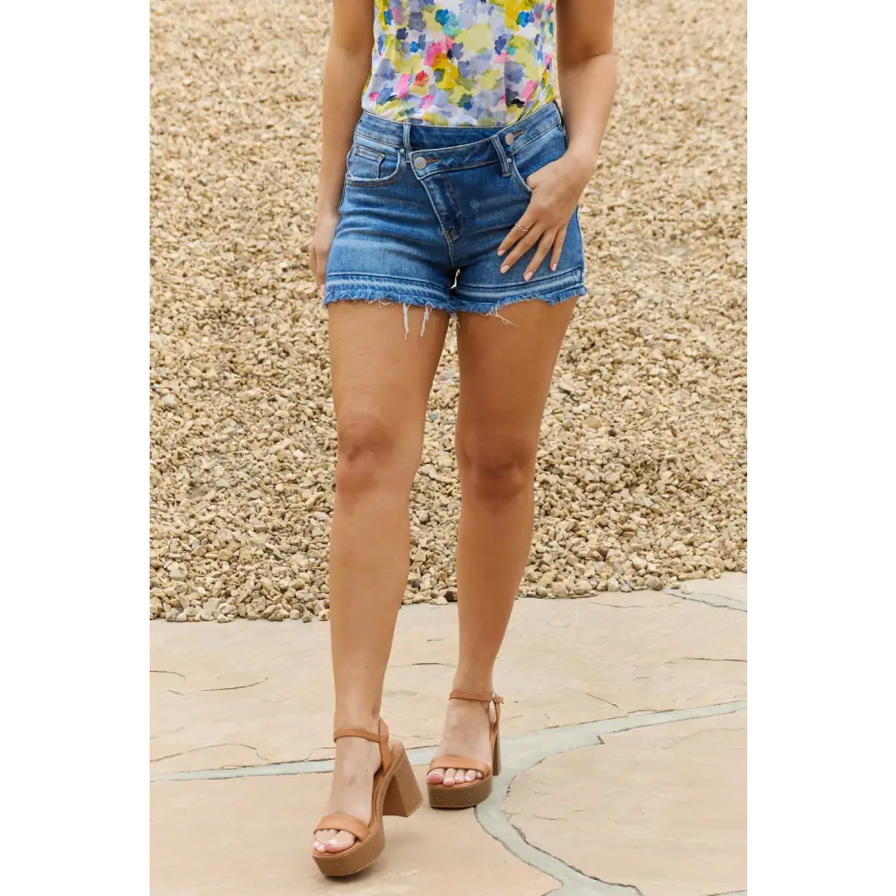 Maya Mid Rise Asymmetrical Shorts