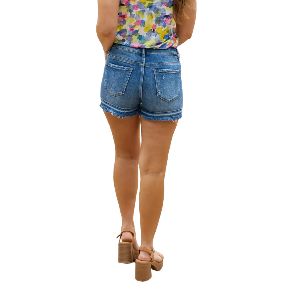 Maya Mid Rise Asymmetrical Shorts