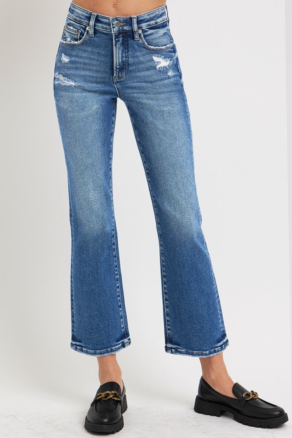Risen Tummy Control High Rise Crop Bootcut Jeans
