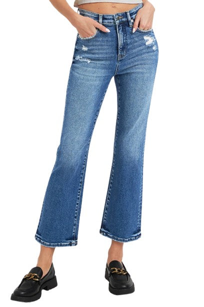 Risen Tummy Control High Rise Crop Bootcut Jeans