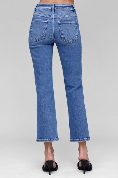 Risen Tummy Control High Rise Crop Straight Jeans