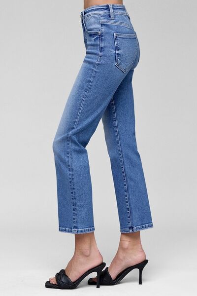 Risen Tummy Control High Rise Crop Straight Jeans