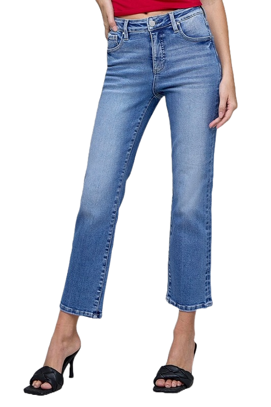 Risen Tummy Control High Rise Crop Straight Jeans
