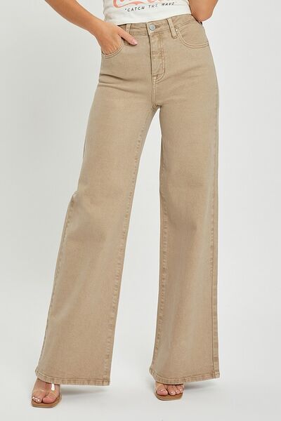 Risen Tummy Control High Rise Wide Leg Jeans